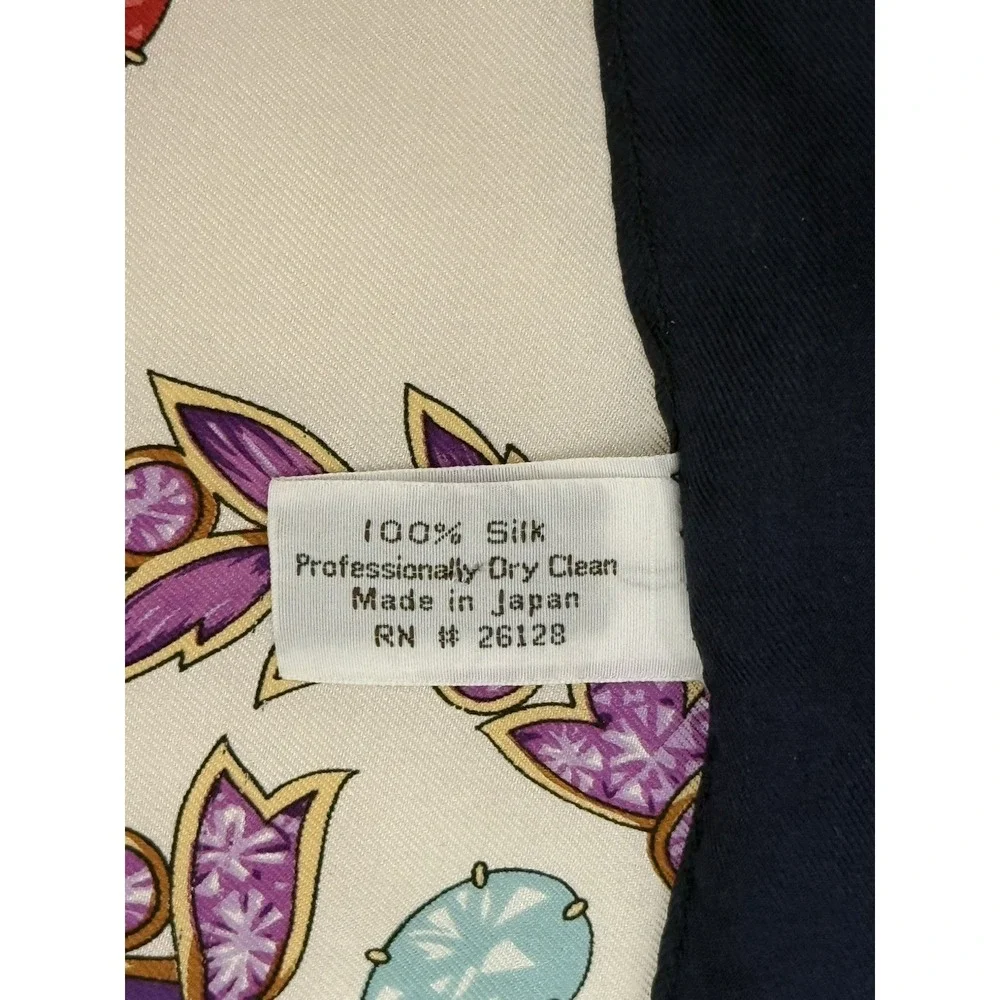 ECHO For Nordstrom Blue/Cream Gem/Jewels Square 100% Silk Scarf 35